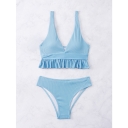 Hot Bikini Blue Tasseled Swimsuit  Lingerie Sexy Slim Fit Swimsuit A2211