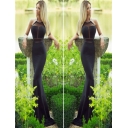 Beautiful women black long tight strapless bandage dress M30018