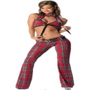 leisure style sport costume with red latticework pattern design M4177a