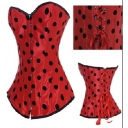 red satin corset with black dot m1849b