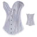 white satin corset with lace trimmed m1869A