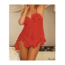 red sheer strappy babydoll m3329a