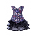 women floral corset with layered dress m1998