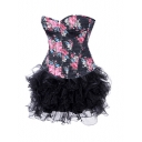 women floral corset with fluffy skirt m1995