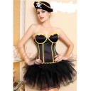 sexy black cotton corset with yellow strips m1854