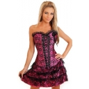 rose satin embroidered lace corset with skirt m1605f