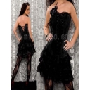 black satin embroidered lace corset with skirt  M1605D