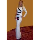 Black and White Patchwork Evening Dress M3960