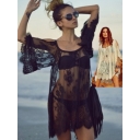 Sexy Floral Lace Open Shoulder Cover-up M5422