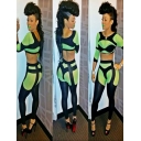 Two Piece Design Long Sleeves Adult Bandage Bodycon Jumpsuit M3809
