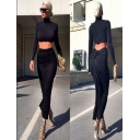 Sexy Black Long Sleeves Clubwear M2316