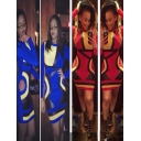 Blue And Red Long Sleeves Fashion Party Career Bandage Bodycon Dress M3824
