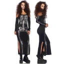 Slip up Skeleton zoobie halloween party costume long dress
