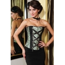 Classic Jacquard Corset with Rivets and Chain