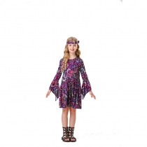 Carnival Children Vintage Hippie Disco Costume Cosplay Costume Purple Skirt YM5819
