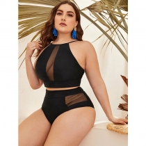 Backless Mesh Hollow Out Mini Bikini Sexy Fat Women Swimsuits 20171