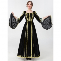 Medieval Court Witch Costume Cosplay Halloween Stage Performance Dress YM9307