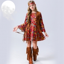 Halloween Carnival Children's Concert Hippie Rock Girl Costumes YM5607