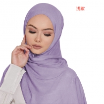 Muslim Style Scarfs Hijabs Monochrome Headscarf Silk Scarf For Women 006