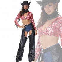 Halloween Cosplay Policewoman Suit Cowboy Fringe Suit Uniform Costume MS5083