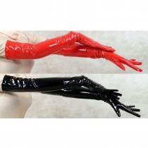 Wholesale Long Mittens Women PVC Black Red Leather Gloves M6825