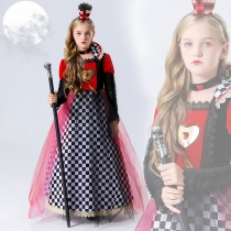 Children Princess Alice In Wonderland Costume Queen Of Hearts Cosplay YM8736
