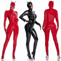 Long sleeve sexy bodycon jumpsuit catwomen leather bodysuits XX6832