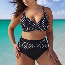 Women Sexy Polka Dot Two Piece Swimsuit Plus Size HF42