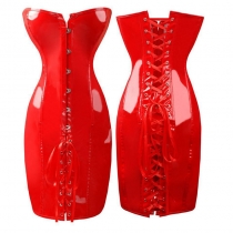 The red glossy Siamese corset M1217A