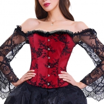 Sexy Red Off Shoulder Lace Party Corset M1418B