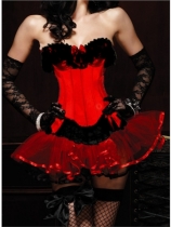 sexy red lace corset with lace skirt m1816c