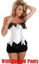sexy white lace corset with ruffle panty m1813b