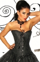 black jacquard steel bone corset m1942B