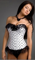 sexy white polka dot corset m1808A