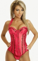 halter red satin corset m1882