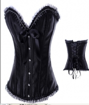 black sexy satin corset m1869B