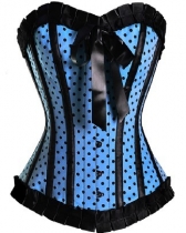 blue polka dot lace corset m1802d