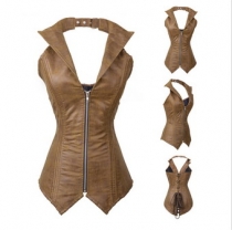 Sexy Brown Adult PU Bustier M1278b