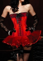 red newest corset with mini skirt m1807J