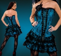 azure satin embroidered lace corset with skirt  m1605E