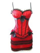 sexy red satin corset with skirt m1753B