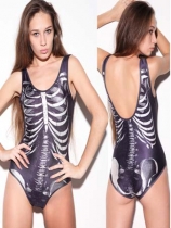 Woman skeleton printing swimwear M5287