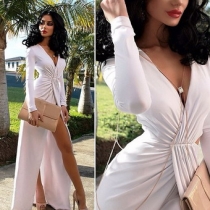 Sexy White Long Sleeves Evening Dress M3938