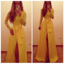 Sexy Fashion Yellow Evening Dress M3952