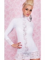 wrap hip white long sleeve turtleneck with lace charming babydoll m3469b