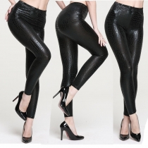 Sexy Snakeskin Print Leather Trousers m46