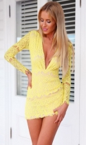 Sexy Yellow Mini Dress M3899b