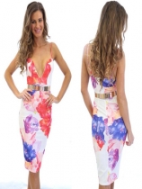 Girls Floral Print Dress Midi Dress M2326
