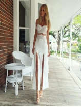 Sexy White Two Piece Party Long Dress M2361