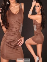 Sexy brown strap mini dress m3600b